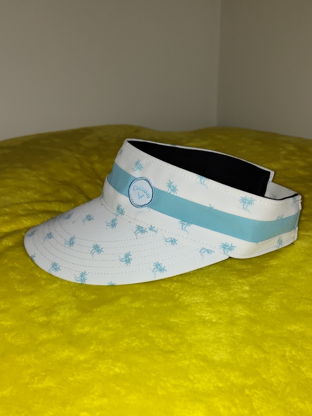 Callaway Kids White & Light Blue Palm-Print Visor